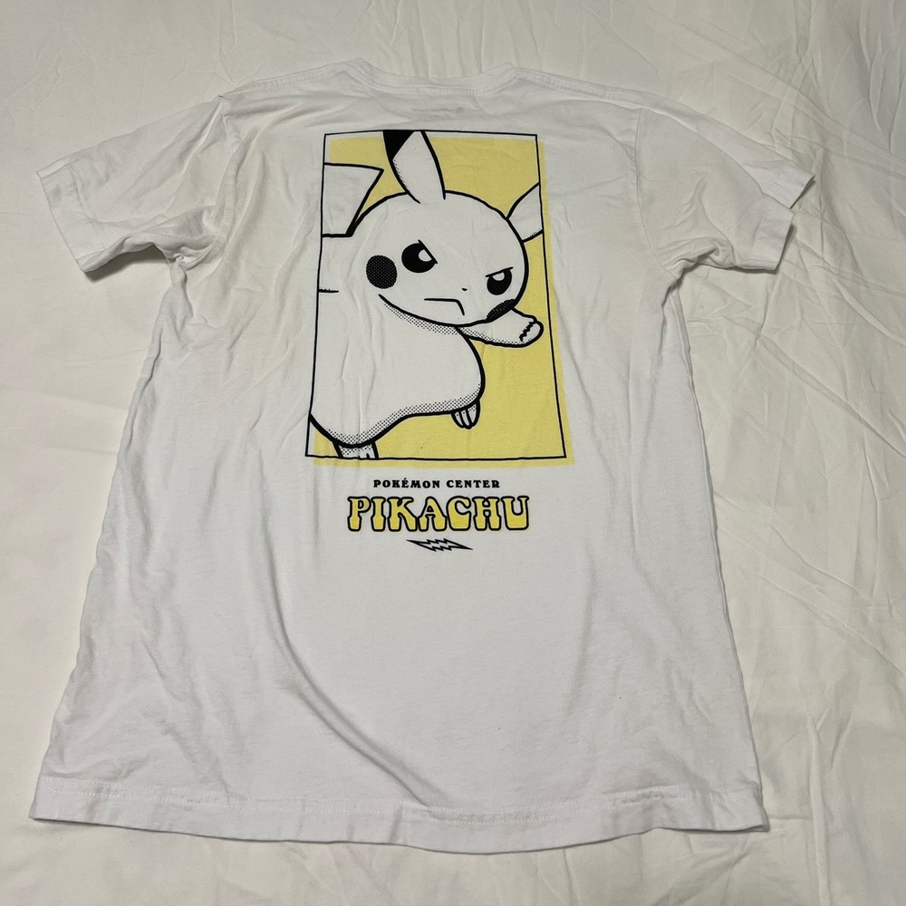 Pokemon Center Pikachu Graphic T-Shirt White Mens Medium 2020 Grumpy Pikachu